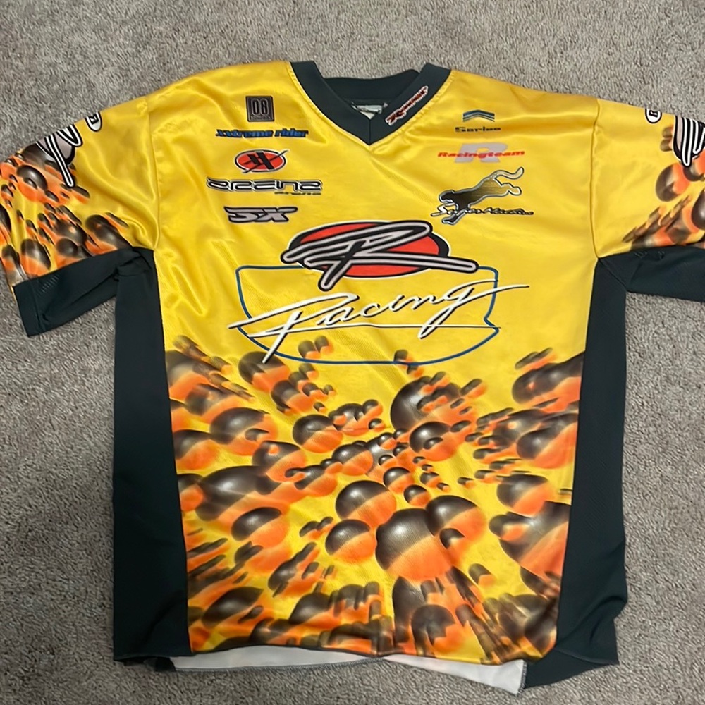 Motocross R Racing Short Sleeve Jersey Shirt Mens Size M Yellow